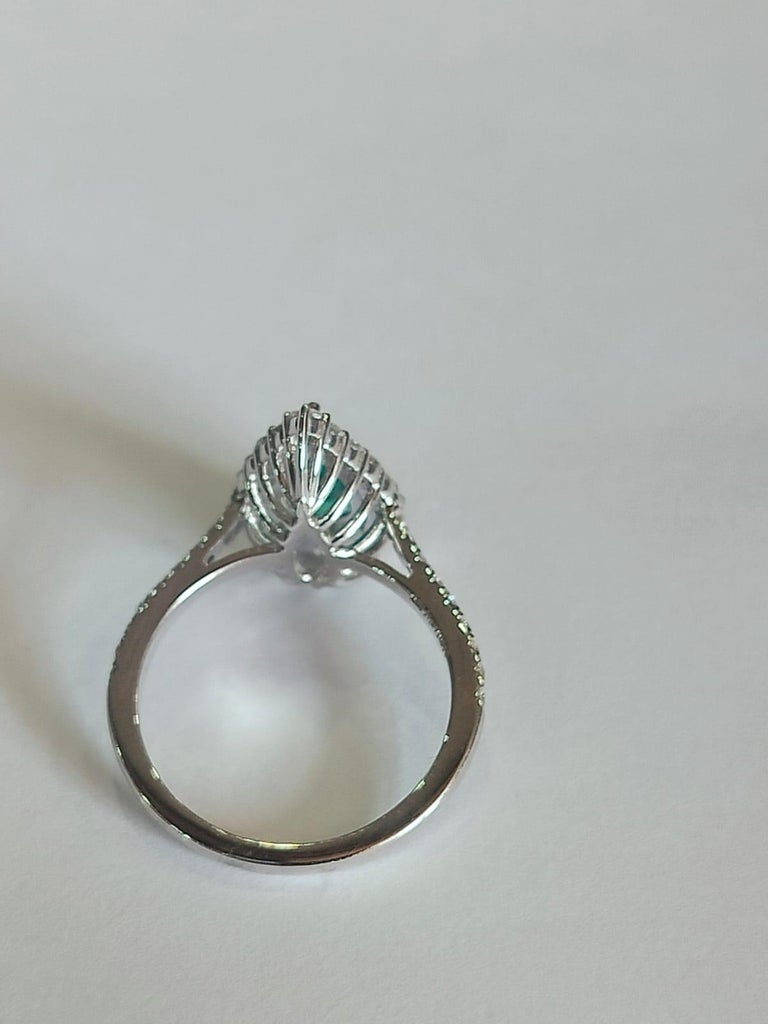 Set in 18K Gold, 1.09 carats, natural Zambian Emerald & Diamond Engagement Ring