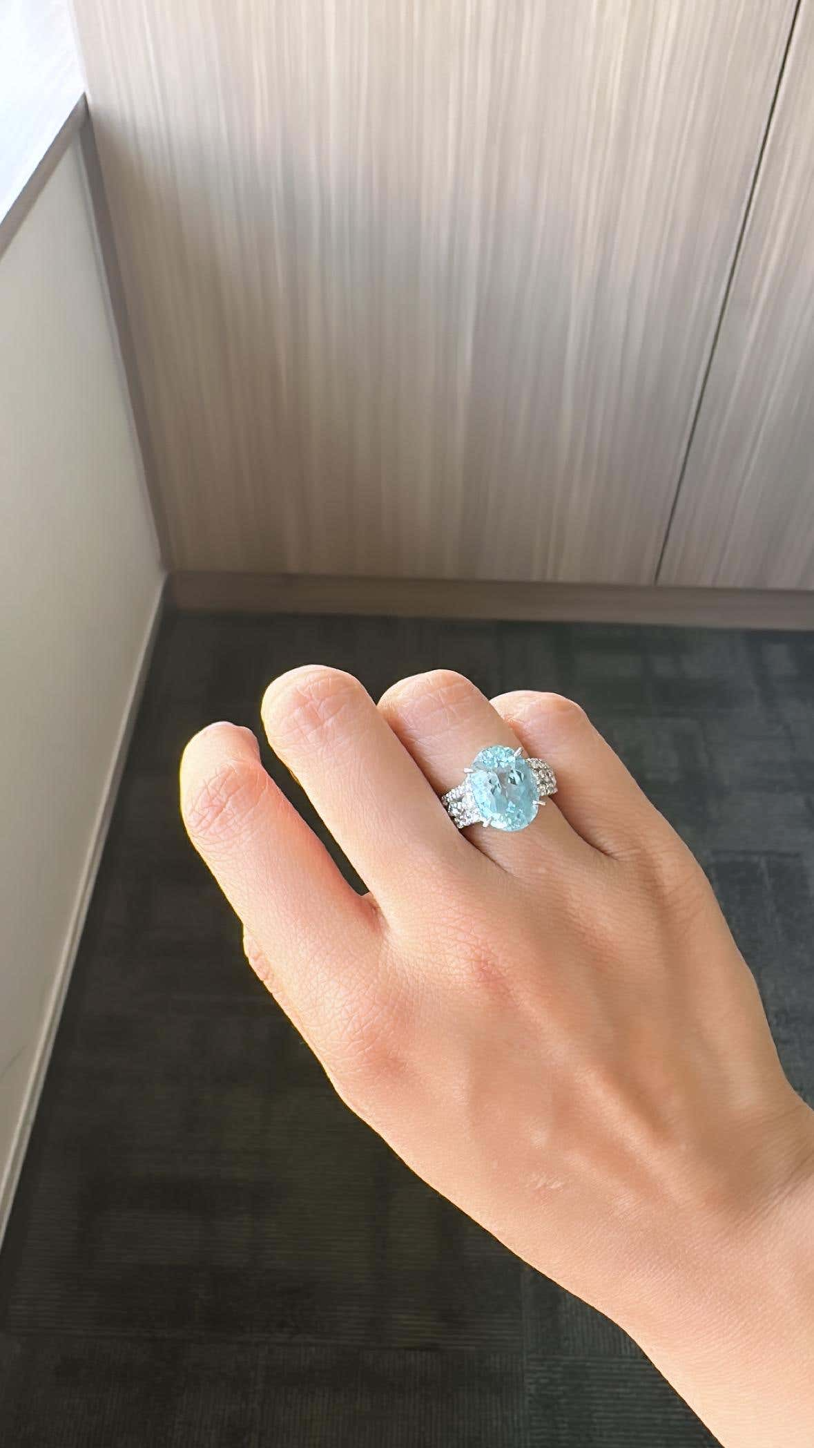 Aquamarine & Diamonds Cocktail Engagement Ring