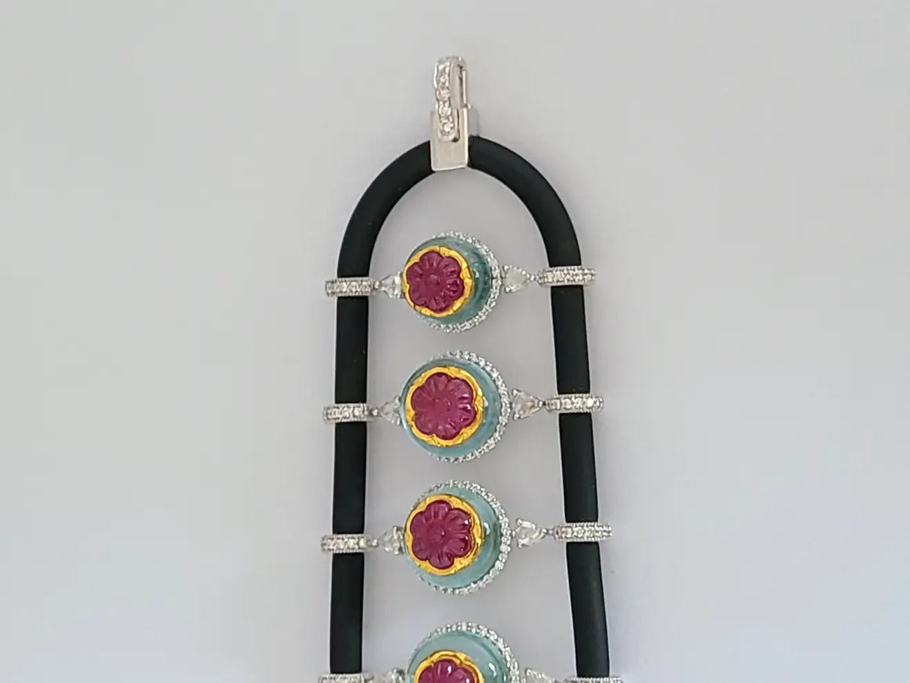 Aquamarine and Ruby Chord Bracelet
