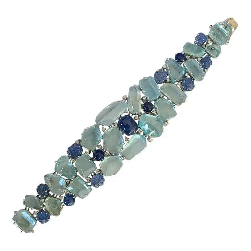 Aquamarine and Blue Sapphire Bracelet