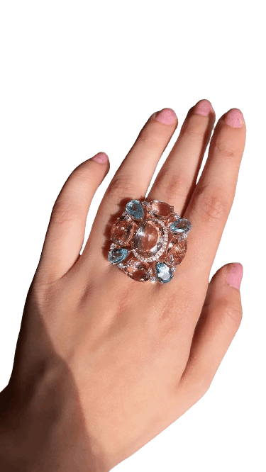 Morganite and Aquamarine Cocktail Ring 