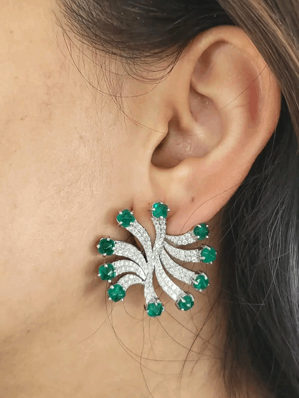 emerald diamond earrings