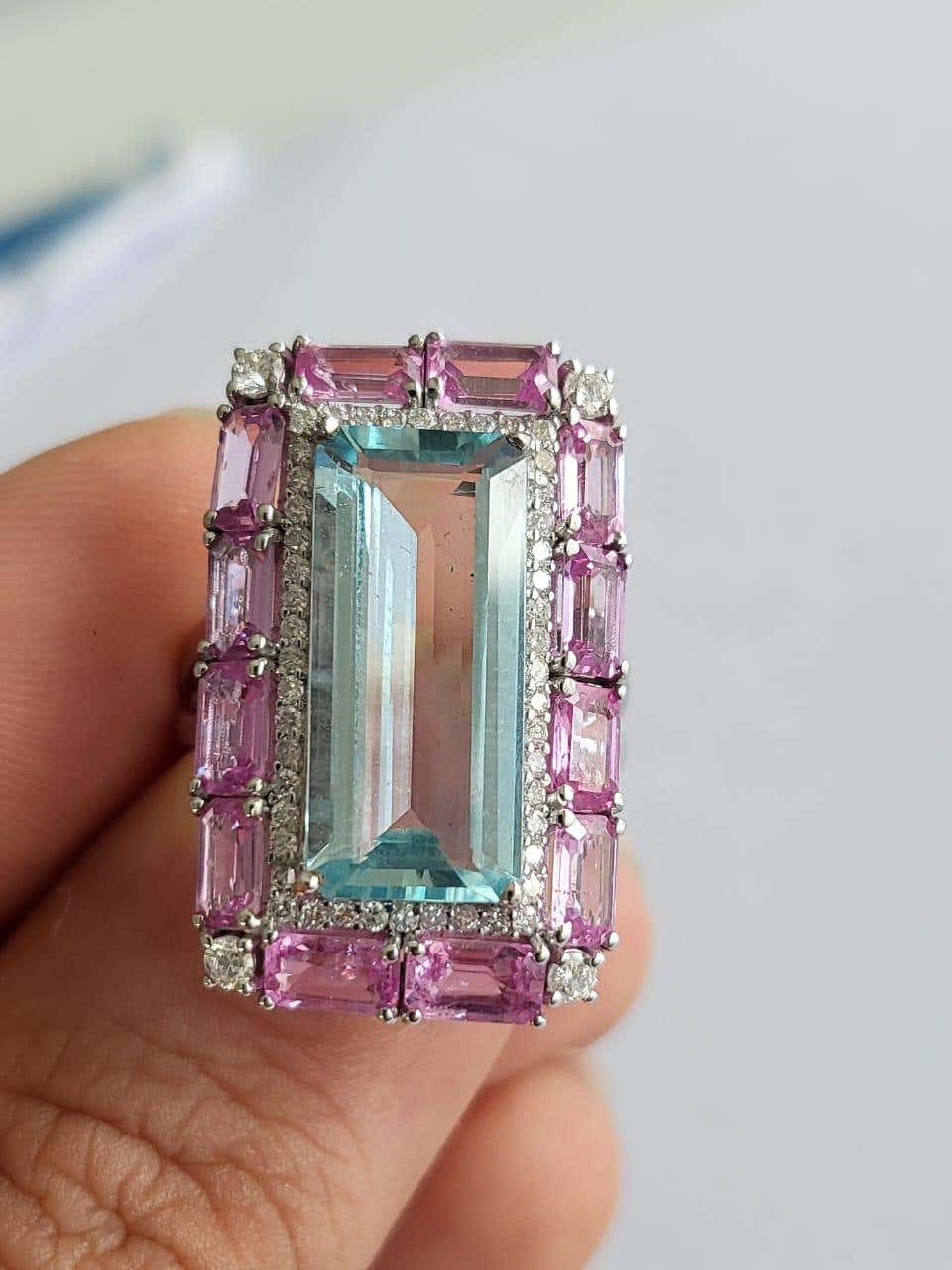 aquamarine sapphire diamond ring
