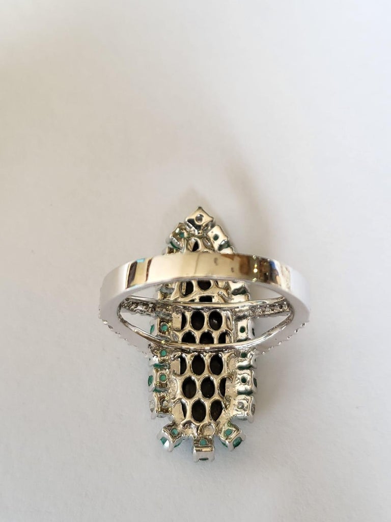 3.30 Carats, Australian Doublet Opal, Emerald & Diamonds Cocktail Ring