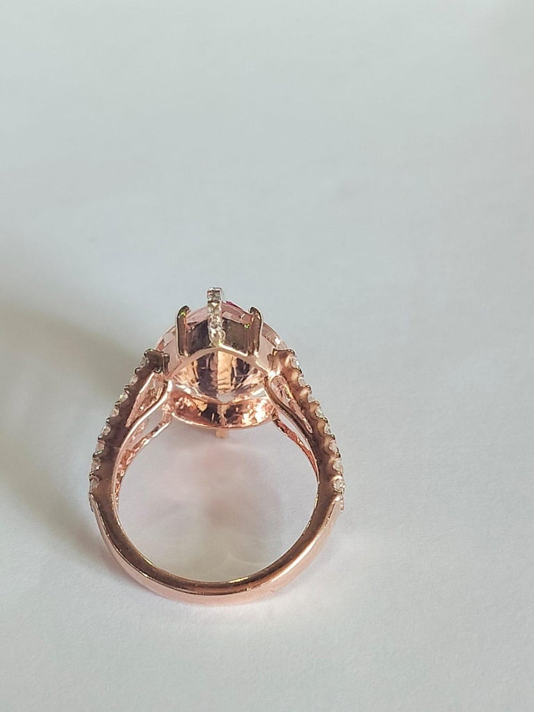 Set in 18K Rose Gold, 4.99 carats, Morganite, Ruby & Diamonds Engagement Ring