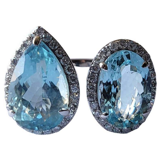 Aquamarine and diamond ring