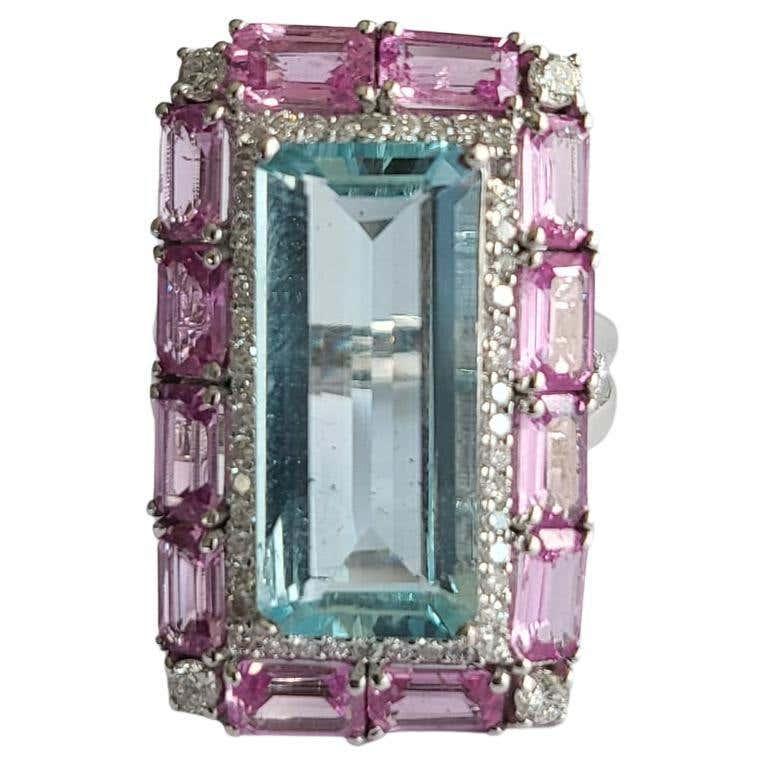 Aquamarine pink sapphire rings