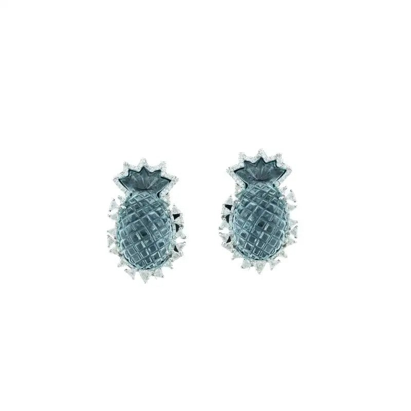Aquamarine and Diamond Earrings Studs