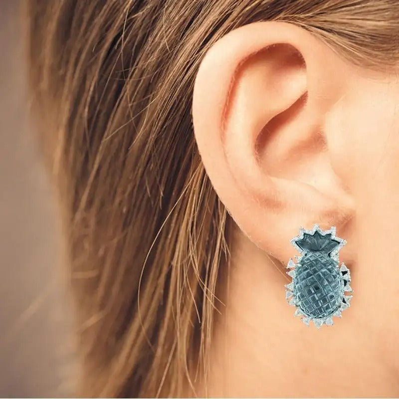 Aquamarine and Diamond Earrings Studs