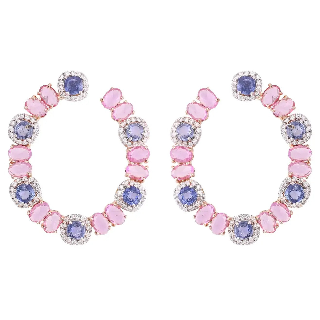 blue pink sapphire earrings