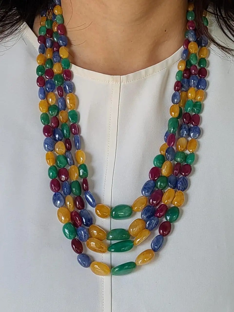 emerald ruby sapphire necklace