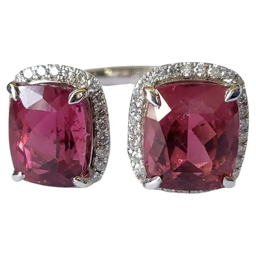 Natural Rubellite & Diamonds Cocktail Ring