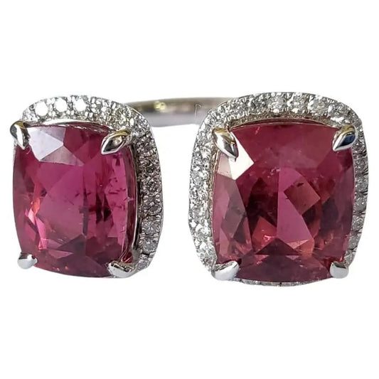 Natural Rubellite & Diamonds Cocktail Ring